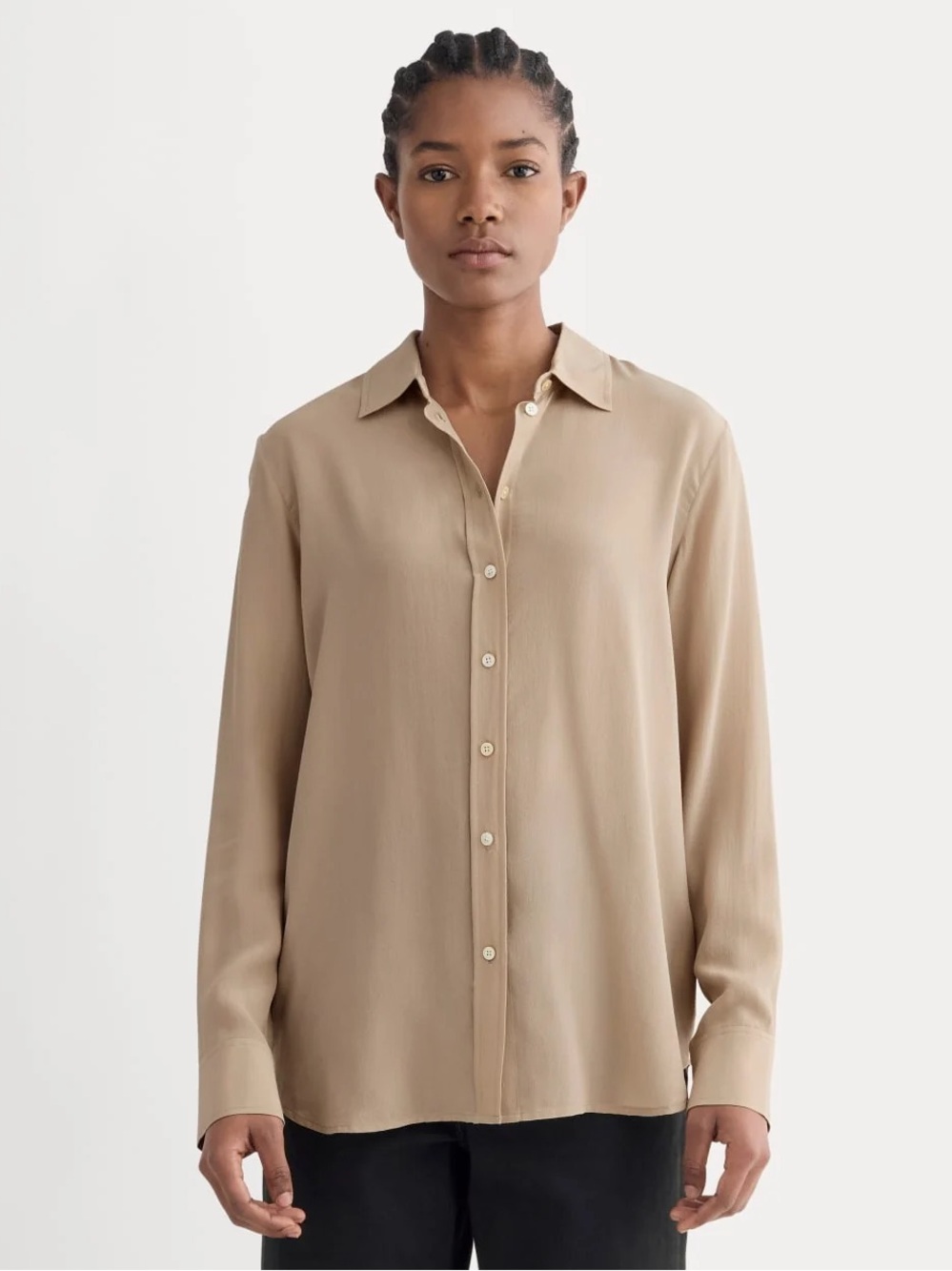 Everlane Women’s The Must-Have Shirt IN Washable Silk Burnt Sugar - Size 4